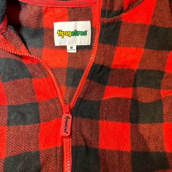 tipsy elves Red and Black Plaid Onesie Size Large‎ - Picture 3 of 3